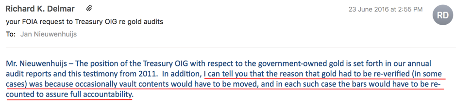 Official US Gold Reserver Auditor Lies
